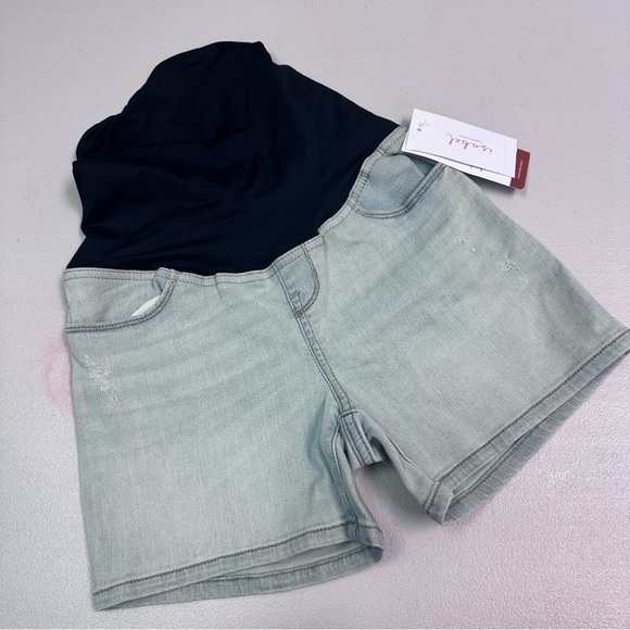 Isabel Maternity by Ingrid & Isabel Blue High Waist Shorts - Picture 1 of 6